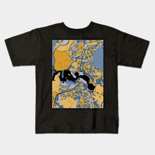 Canberra Map Pattern in Blue & Gold Kids T-Shirt